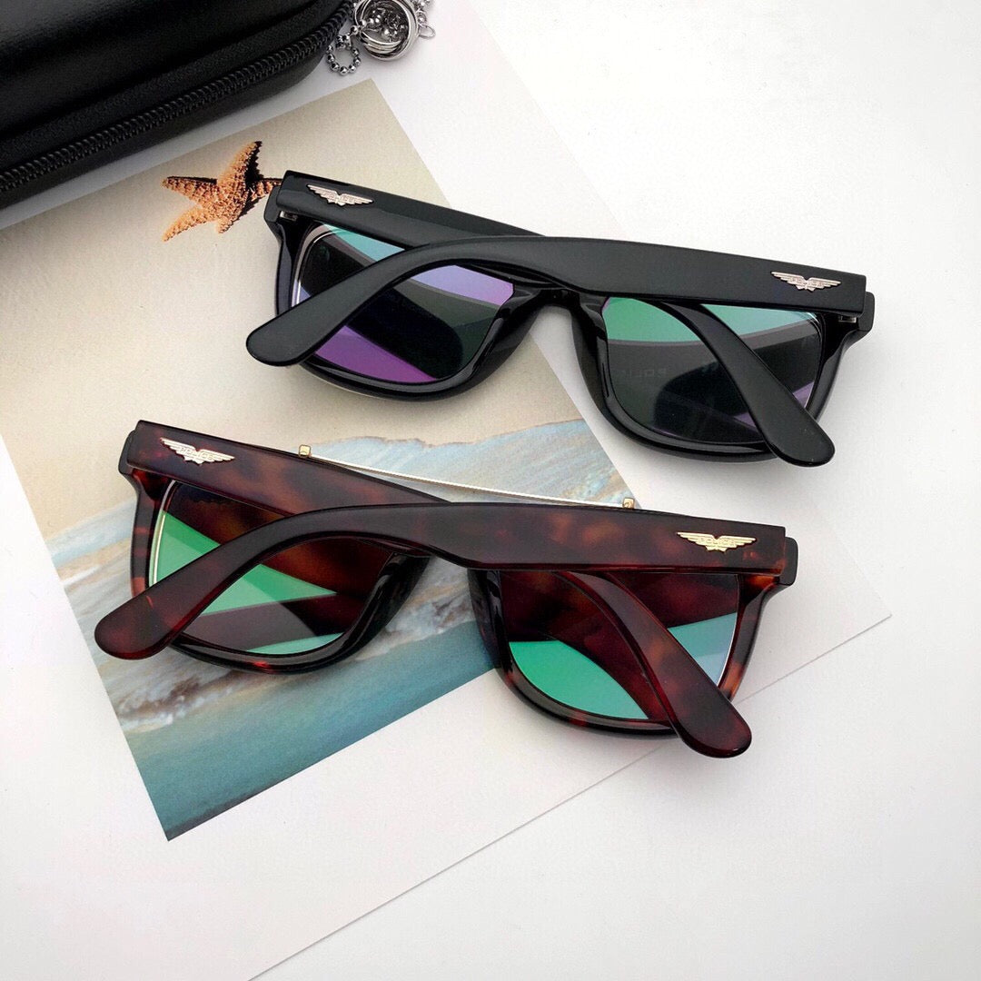 S’1931G Square Optical Frame with Polarized Clip-On Sunglasses – 53mm