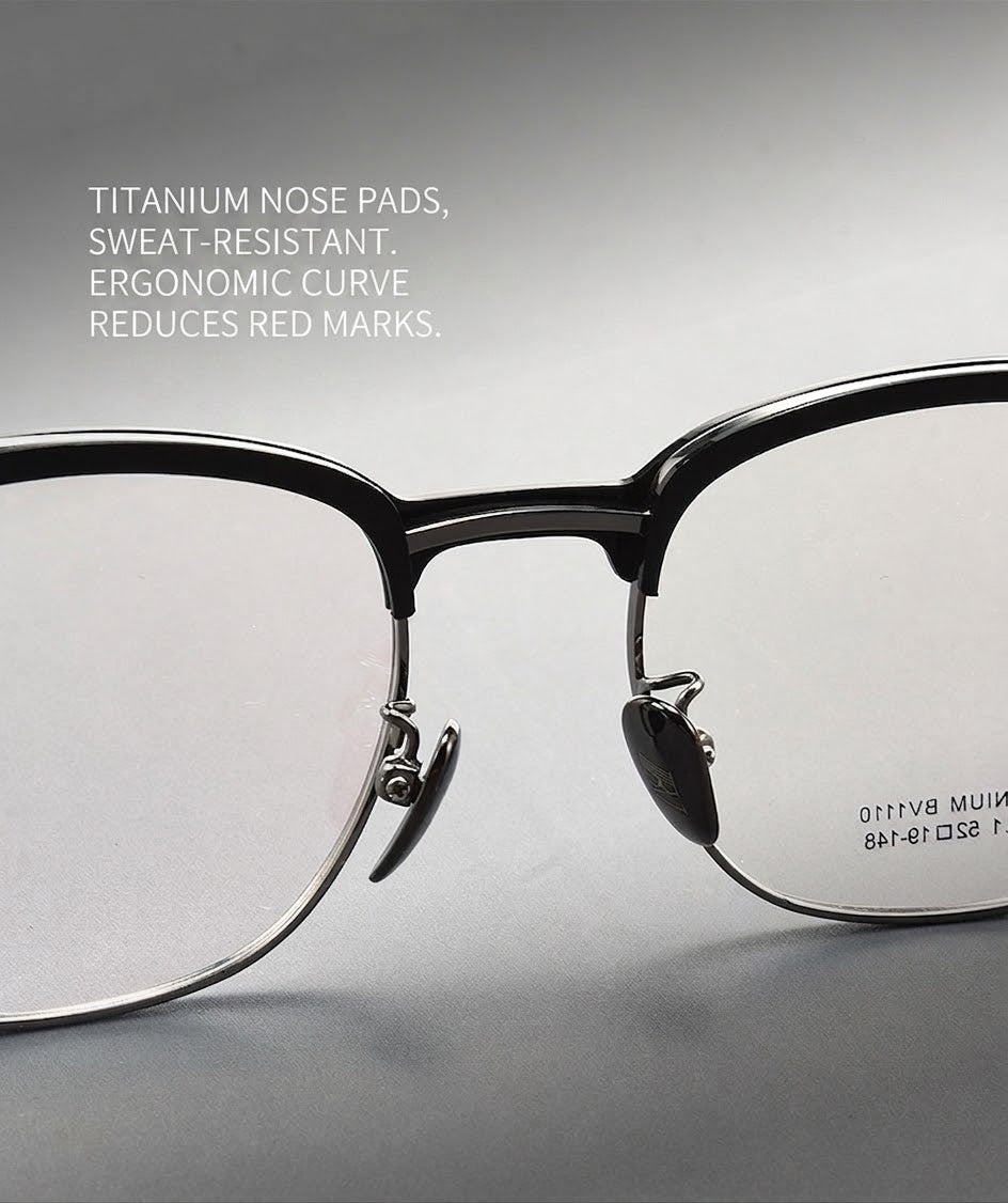 BV1110 Titanium Acetate Browline Eyeglasses – Unisex Retro Square Frame