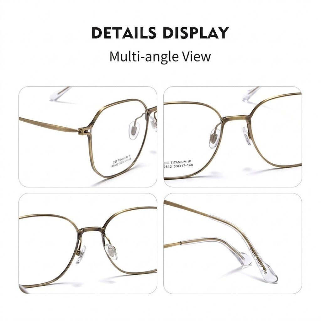 99812ZM Lightweight Titanium Geometric Eyeglasses – Unisex Retro Optical Frame