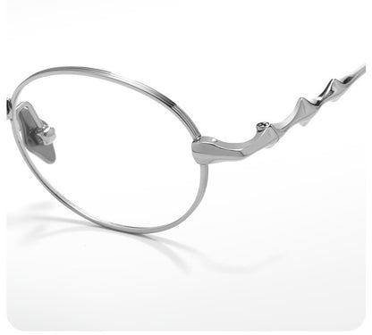 20899Y Oval Titanium & Metal Eyeglasses – 43mm Small Blue Light Glasses