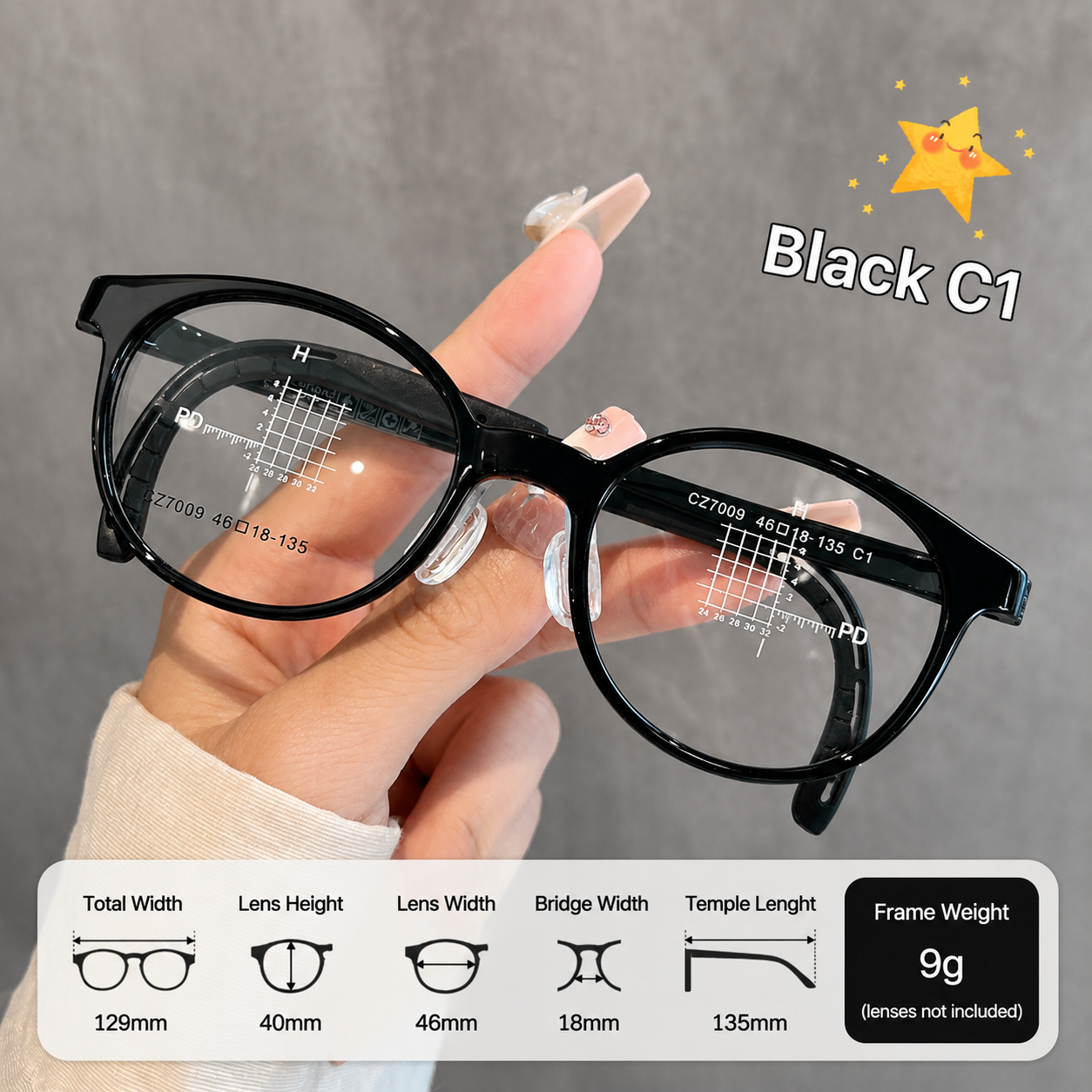 CZ7009ET Kids Round Eyeglasses – Lightweight Flexible TR Children’s Glasses | 46mm