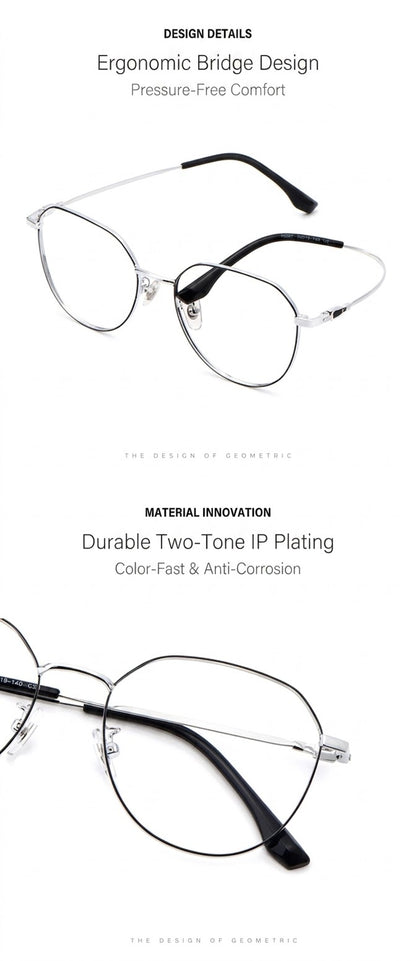 58007 Pure Titanium Geometric Eyeglasses – Lightweight Unisex Optical Frame