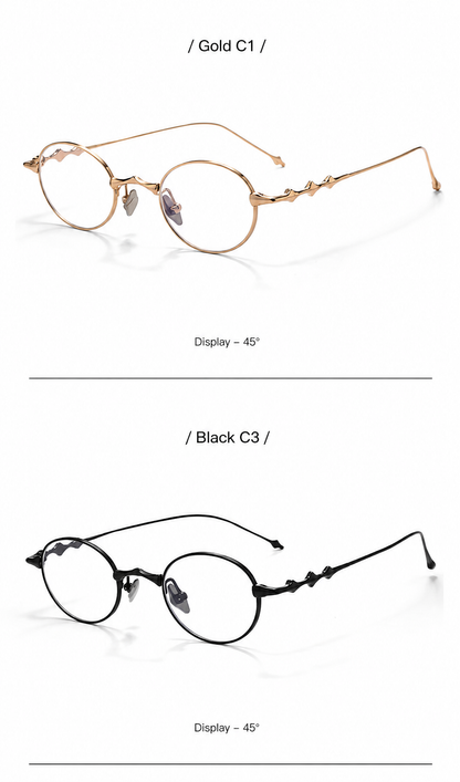 20899Y Oval Titanium & Metal Eyeglasses – 43mm Small Blue Light Glasses