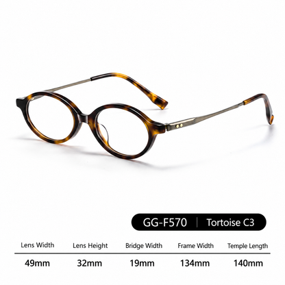 GG-F570 Lightweight Round TR & Titanium Eyeglasses – 49mm Unisex Optical Frame