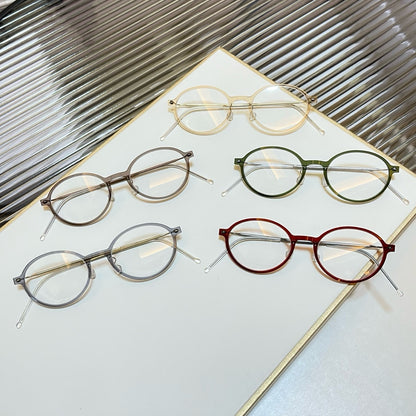 6667 Ultralight Pure Titanium Round Eyeglasses – Screwless Minimalist Frame
