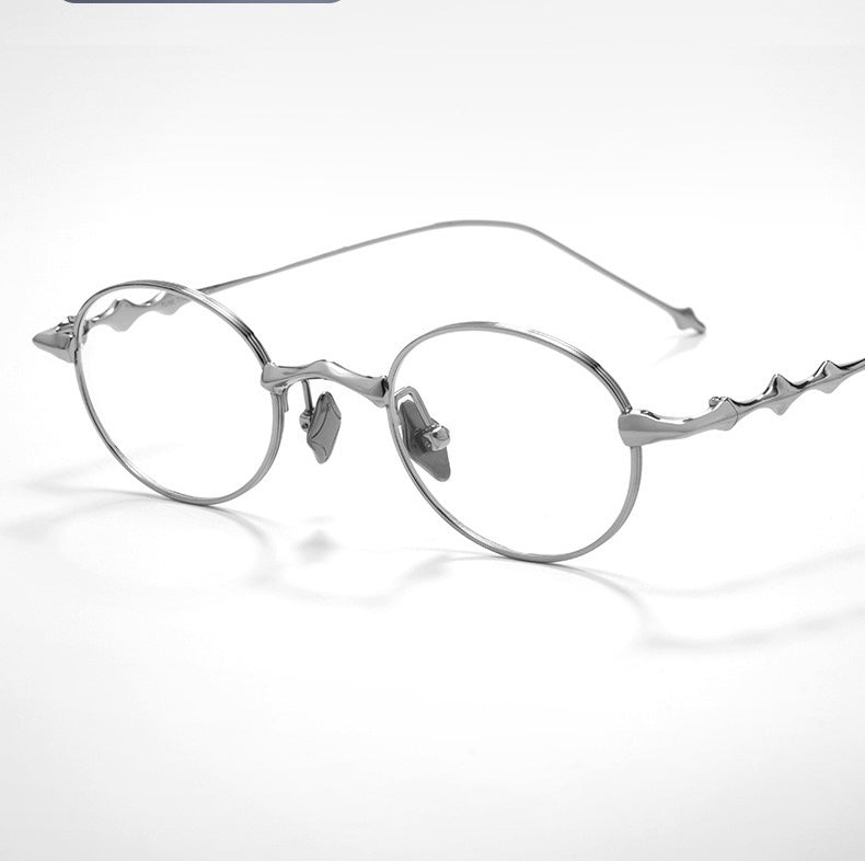 20899Y Oval Titanium & Metal Eyeglasses – 43mm Small Blue Light Glasses