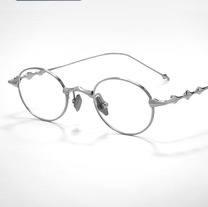 20899Y Oval Titanium & Metal Eyeglasses – 43mm Small Blue Light Glasses
