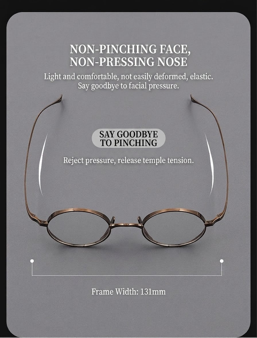 9818CK Retro Round Pure Titanium Eyeglasses