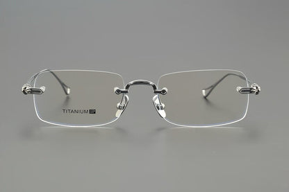 CH2072 Rimless Rectangle Titanium Optical Glasses – Unisex Lightweight Frame